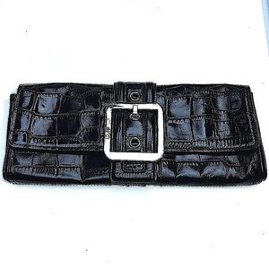 Ann Taylor Black Leather Clutch w/Buckle